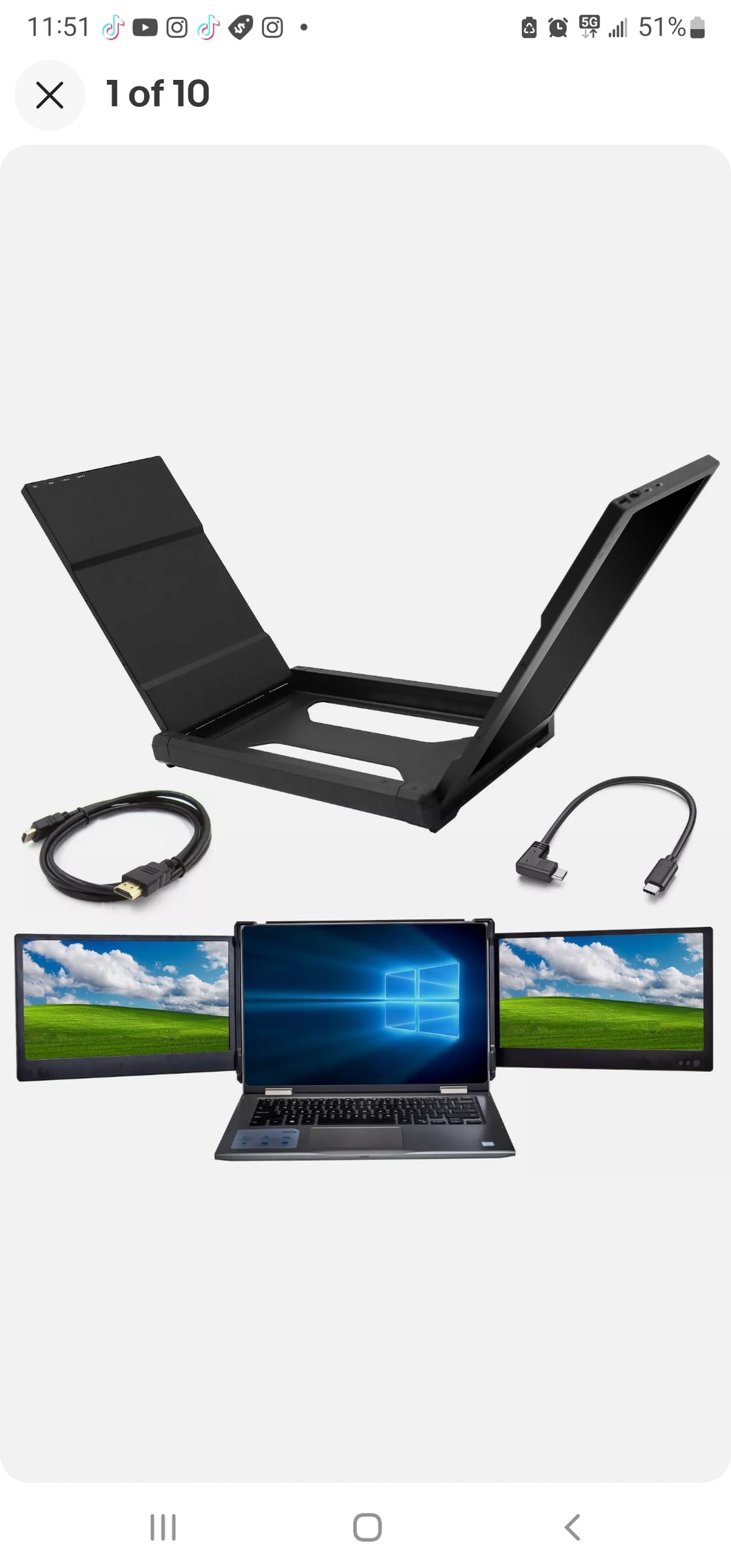 NHT Dual Portable Monitor for Laptop FHD 1080P IPS Dual Screen Extension